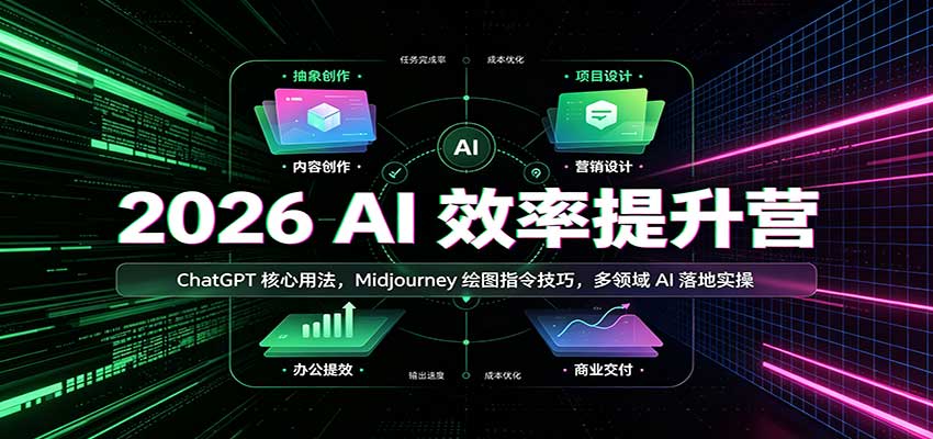 2026 AI效率提升营：ChatGPT核心用法，Midjourney绘图指令技巧，多领域AI落地实操-洛柒笔记