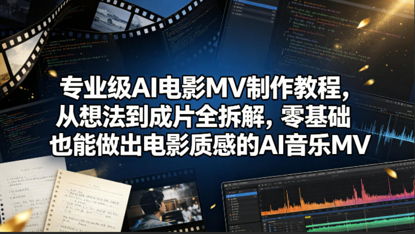 专业级AI电影MV制作教程，从想法到成片全拆解，零基础也能做出电影质感的AI音乐MV-洛柒笔记