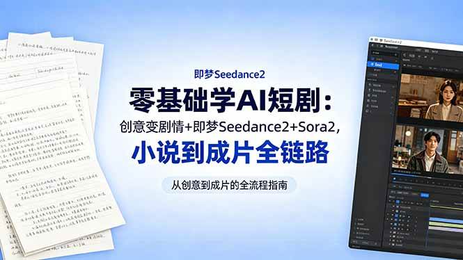 （18537期）零基础学AI短剧：创意变剧情+即梦Seedance2+Sora2，小说到成片全链路-洛柒笔记