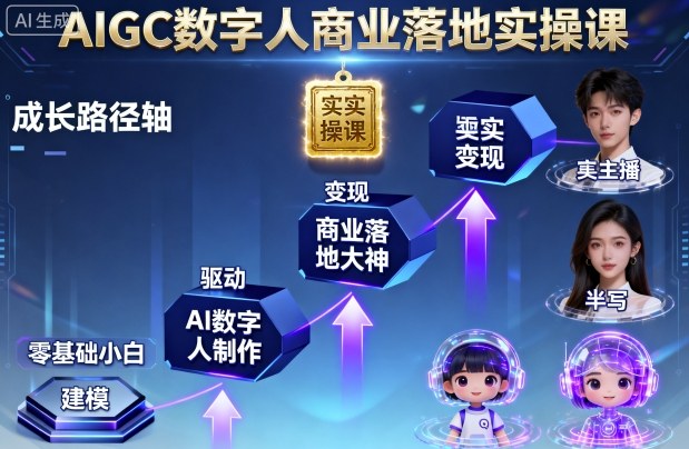 AIGC数字人商业落地实操课，从零基础小白到AI数字人大神-洛柒笔记