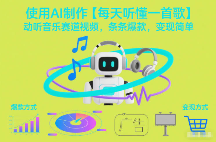 使用AI制作【每天听懂一首歌】动听音乐赛道视频，条条爆款，变现简单-洛柒笔记