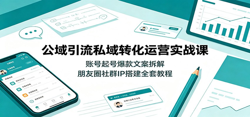 公域引流私域转化运营实战课：账号起号爆款文案拆解，朋友圈社群IP搭建全套教程-洛柒笔记