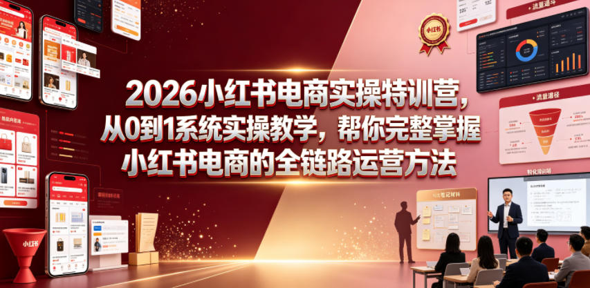 2026小红书电商实操特训营，从0到1系统实操教学，帮你完整掌握小红书电商的全链路运营方法-洛柒笔记