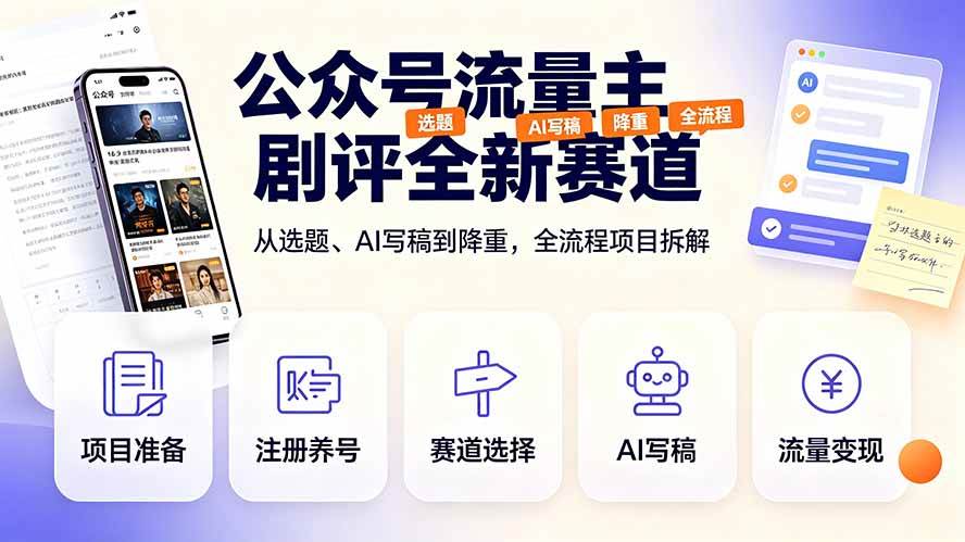 （19348期）公众号流量主剧评全新赛道，从选题、AI写稿到降重，全流程项目拆解-洛柒笔记