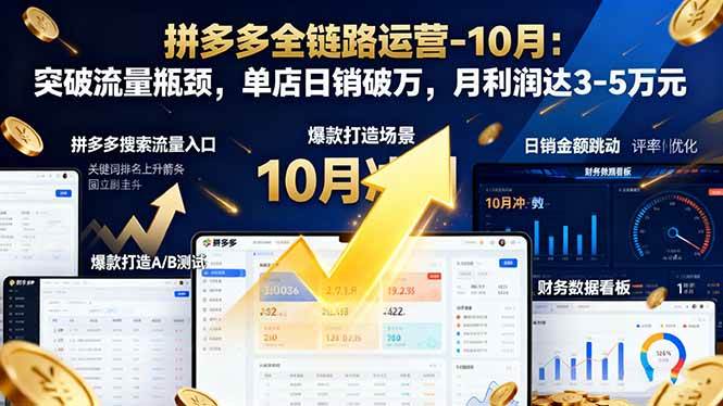 （16462期）拼多多全链路运营-10月：突破流量瓶颈，单店日销破万，月利润达3-5万元-洛柒笔记