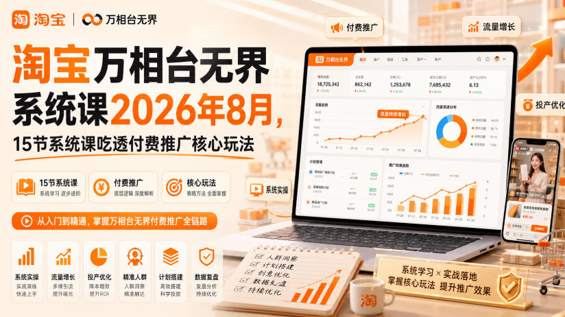 淘宝万相台无界系统课2026年8月，15节系统课吃透付费推广核心玩法-洛柒笔记