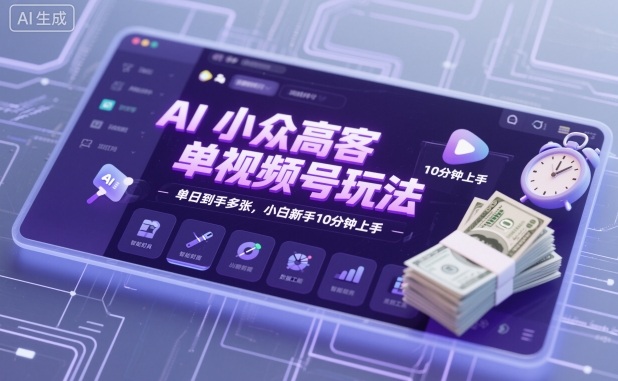 AI小众高客单视频号玩法，单日到手多张，小白新手10分钟上手-洛柒笔记
