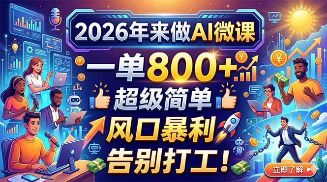 （18195期）2026年来做AI微课，一单800+，超级简单，风口暴利，告别打工！-洛柒笔记