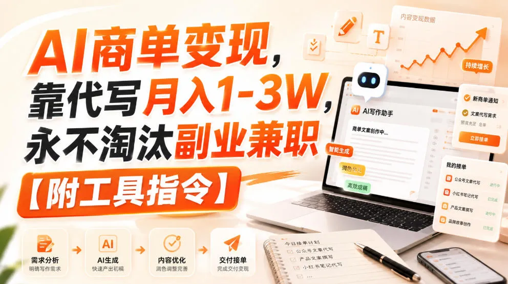 AI商单变现，靠代写月入1-3W，永不淘汰副业兼职【附工具指令】-洛柒笔记