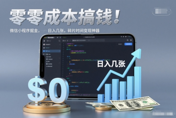 零成本搞钱，微信小程序掘金，简单易操作，日入几张，碎片时间变现神器【揭秘】-洛柒笔记
