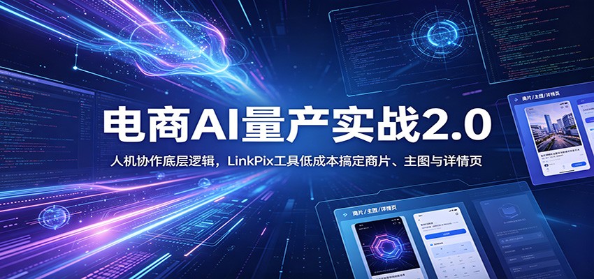 电商人AI量产实战2.0：人机协作底层逻辑，LinkPix工具低成本搞定商片、主图与详情页-洛柒笔记