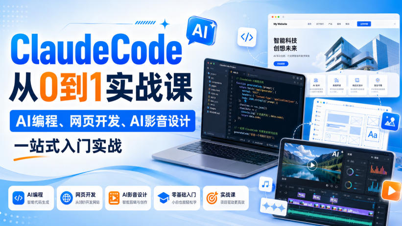 Claude Code从0到1实战课，AI编程、网页开发、AI影音设计一站式入门实战（更新）-洛柒笔记