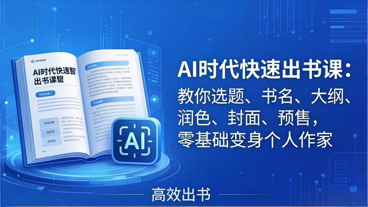 （17865期）AI时代7天闪电出书课：教你选题、书名、大纲、润色、封面、预售，零基础变身个人作家-洛柒笔记