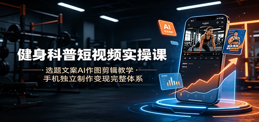 健身科普短视频实操课：选题文案AI作图剪辑教学，手机独立制作变现完整体系-洛柒笔记