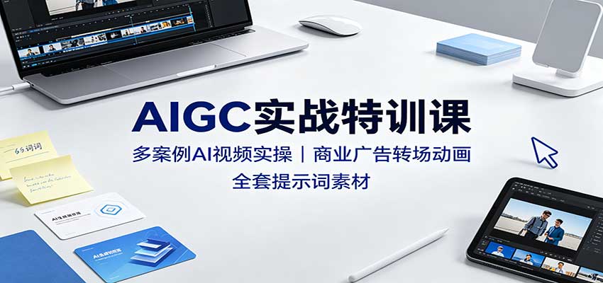 AIGC实战特训课：多案例AI视频实操，商业广告转场动画，全套提示词素材-洛柒笔记