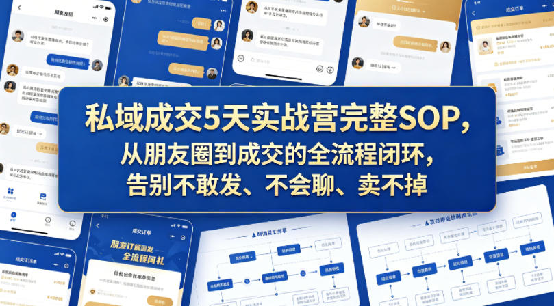 私域成交5天实战营完整SOP，从朋友圈到成交的全流程闭环，告别不敢发、不会聊、卖不掉-洛柒笔记