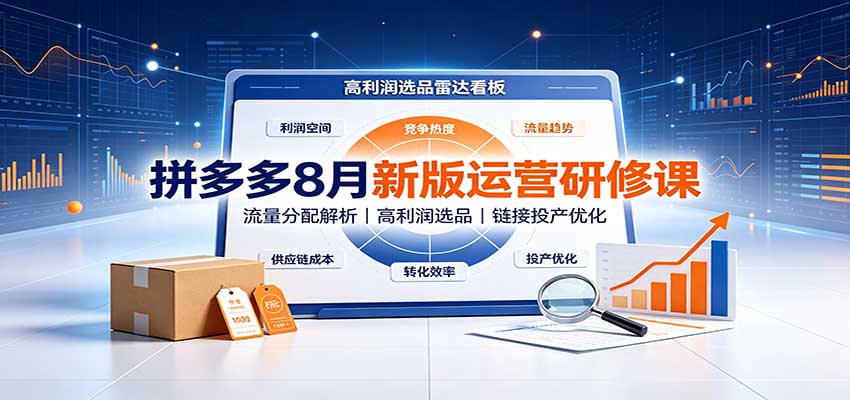 拼多多8月新版运营研修课：流量分配解析，高利润选品，链接投产优化-洛柒笔记
