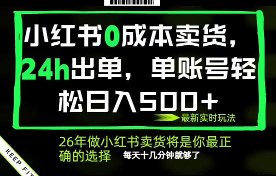 小红书0成本AI卖货，24小时出单，全流程托管，保底日入500+，每天十几分钟就够了【揭秘】-洛柒笔记
