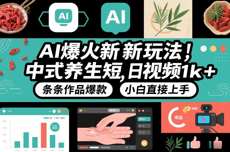 AI爆火新玩法，中式养生短视频，日收益1k+条条作品爆款，小白直接上手，附详细教程-洛柒笔记