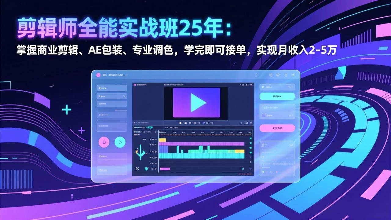 （17294期）剪辑师全能实战班25年：掌握商业剪辑、AE包装、专业调色，学完即可接单，实现月收入2-5万-洛柒笔记