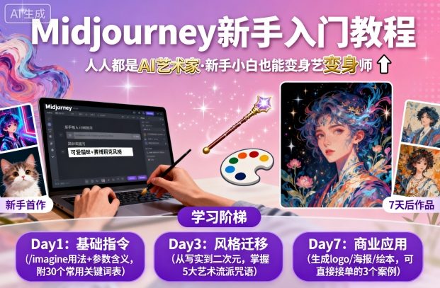 midjourney新手入门教程：人人都是AI艺术家，新手小白也能变身艺术大师-洛柒笔记