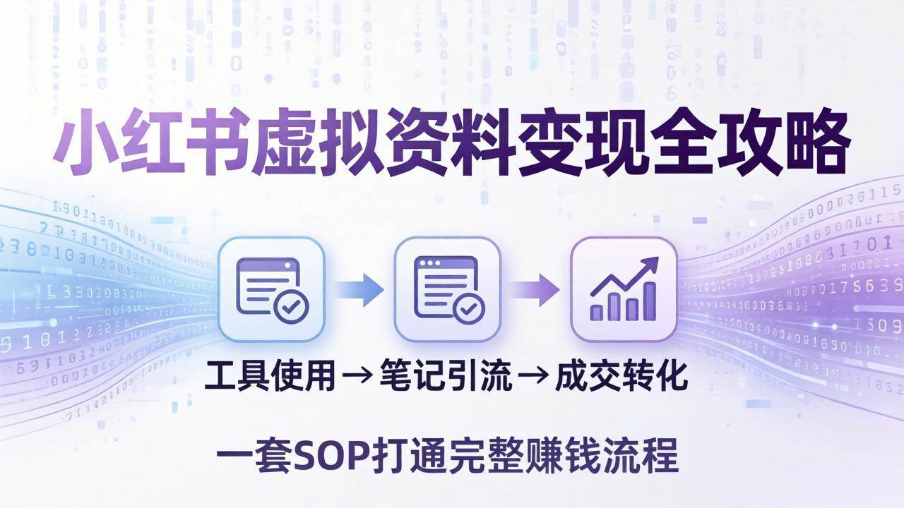（17801期）小红书虚拟资料变现全攻略：从工具使用到笔记引流成交，一套 SOP 打通完整赚钱流程-洛柒笔记