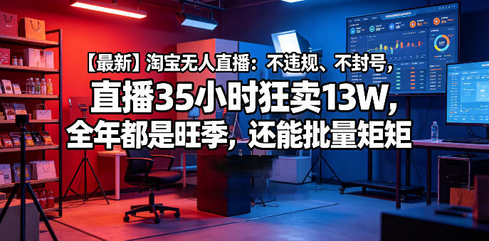 【最新】淘宝无人直播：不违规、不封号，直播35小时狂卖13W，全年都是旺季，还能批量矩阵操作【揭秘】-洛柒笔记