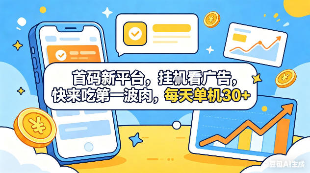 首码新平台，挂G自动看广告，快来吃第一波肉，每天单机30+，可矩阵放大【揭秘】-洛柒笔记