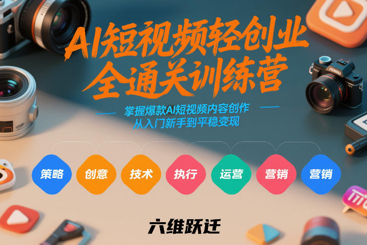 AI短视频轻创业全通关训练营，掌握爆款AI短视频内容创作，从入门新手到平稳变现的六维跃迁-洛柒笔记