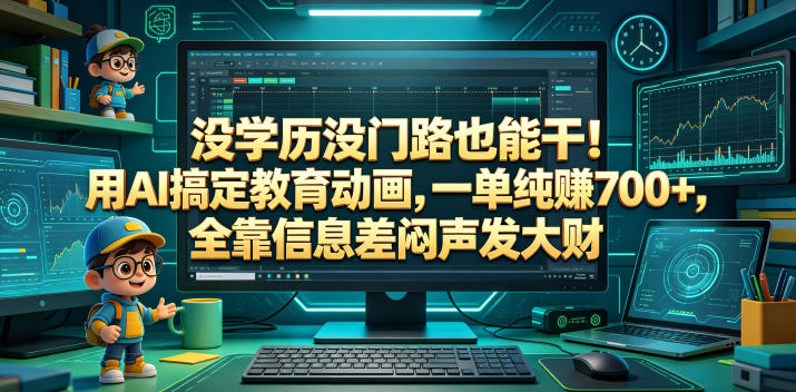 没学历没门路也能干！用AI搞定教育动画，一单纯賺700+，全靠信息差闷声发大财【揭秘】-洛柒笔记