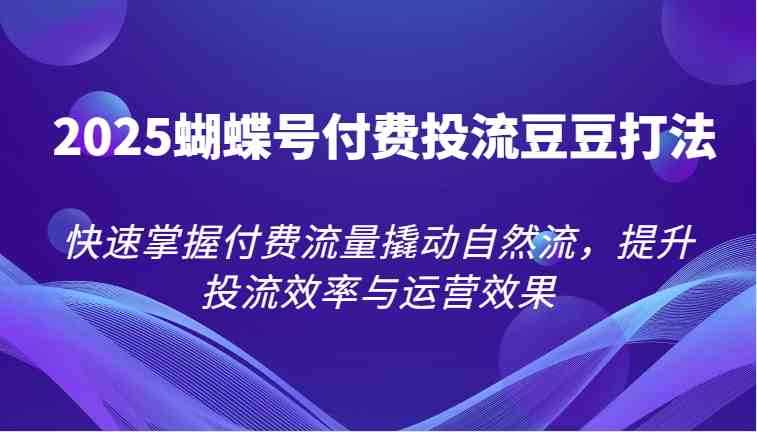 2025蝴蝶号付费投流豆豆打法，快速掌握付费流量撬动自然流，提升投流效率与运营效果-洛柒笔记