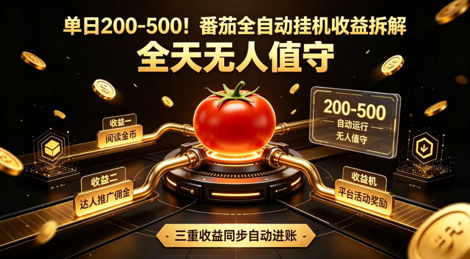 单日200-500！番茄全自动挂G收益拆解，全天无人值守，矩阵操作收益翻倍【揭秘】-洛柒笔记