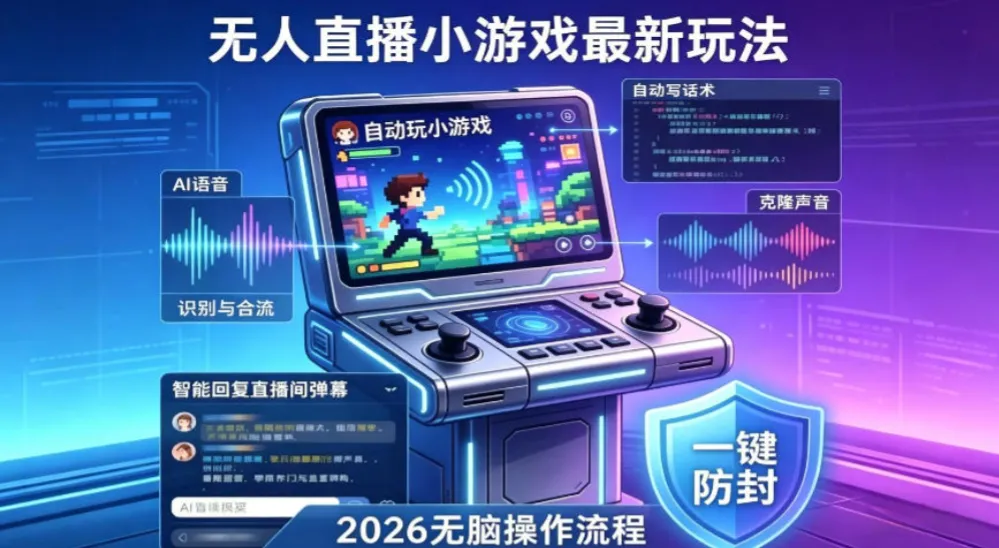 2026年AI无人直播小游戏全流程，不违规不封号，开启创业副业增收之路，小白月入1w+-洛柒笔记