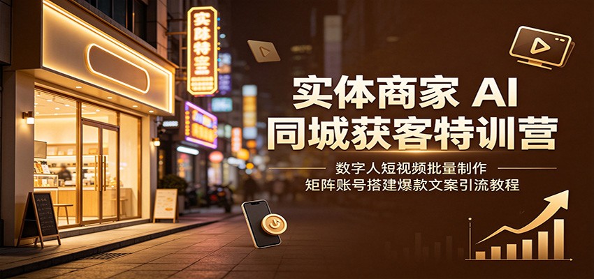 实体商家AI同城获客特训营：数字人短视频批量制作，矩阵账号搭建爆款文案引流教程-洛柒笔记