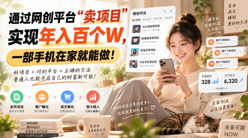 （20445期）通过网创平台“卖项目”实现年入百万，一部手机在家就能做！-洛柒笔记