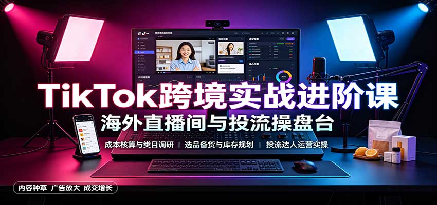 TikTok跨境实战进阶课：成本核算类目调研，选品备货，投流达人运营-洛柒笔记