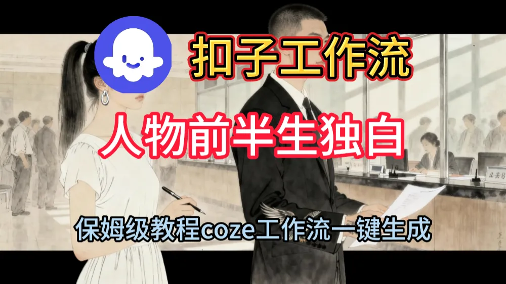 扣子工作流制作人物前半生独白视频教程-洛柒笔记