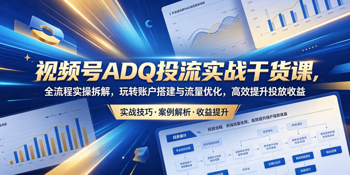 视频号ADQ投流实战干货课，全流程实操拆解，玩转账户搭建与流量优化，高效提升投放收益-洛柒笔记