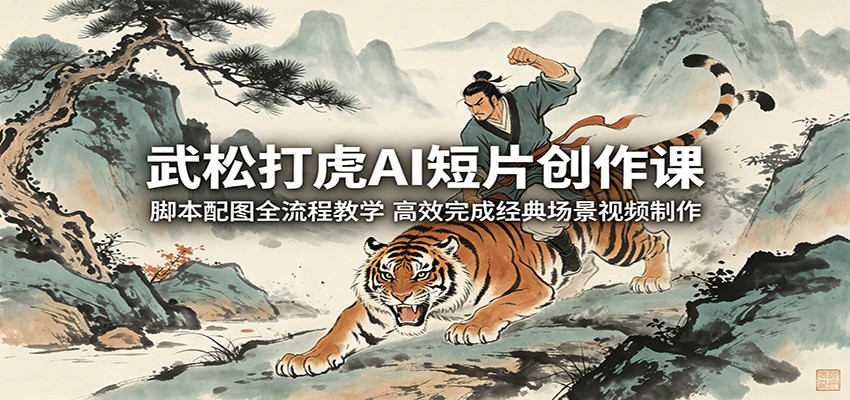 武松打虎AI短片创作课：脚本配图全流程教学，高效完成经典场景视频制作-洛柒笔记