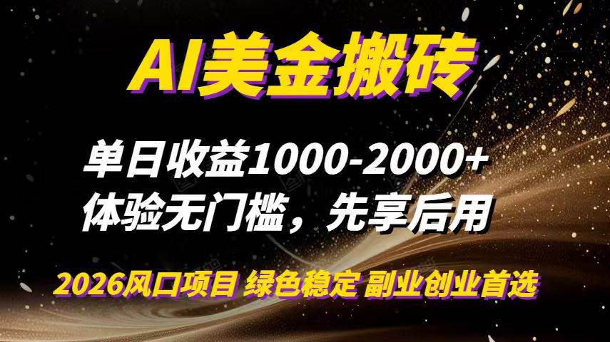 （16972期）AI美金搬砖，单日收益1000-2000+，2025风口项目，可以副业，可以全职，可以工作室放大-洛柒笔记