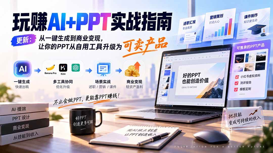 （20247期）玩赚AI+PPT实战指南-更新5月13：从一键生成到商业变现，让你的PPT从自用工具升级为可卖产品-洛柒笔记