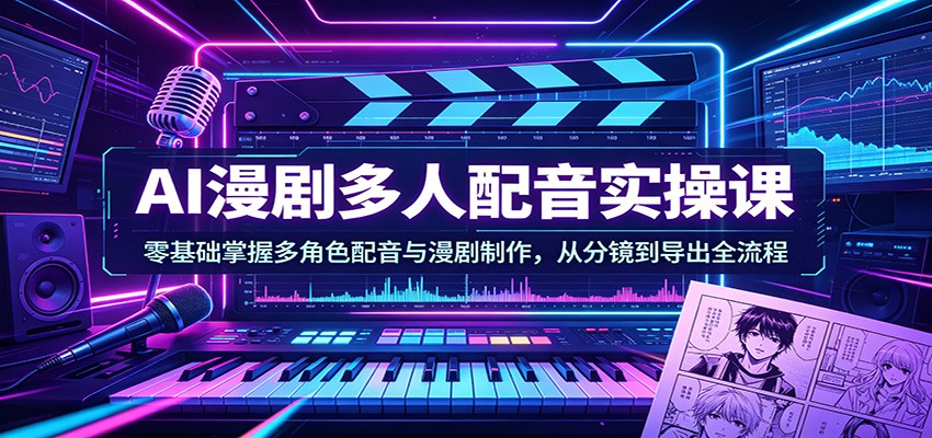 AI漫剧多人配音实操课：零基础掌握多角色配音与漫剧制作，从分镜到导出全流程-洛柒笔记
