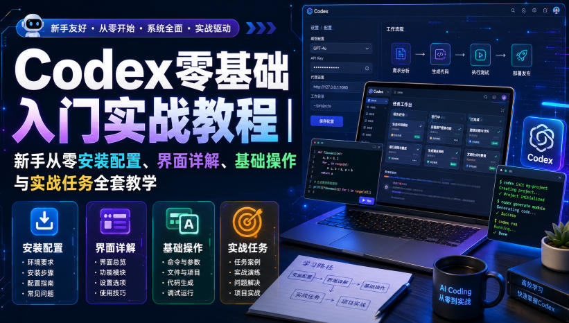 Codex零基础入门实战教程｜新手从零安装配置、界面详解、基础操作与实战任务全套教学-洛柒笔记
