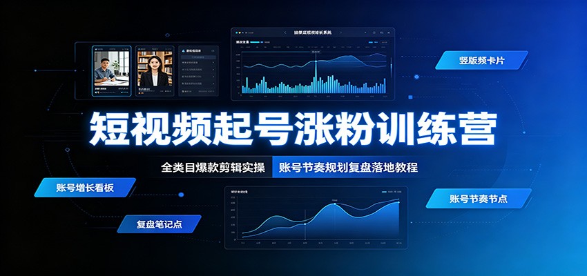 短视频起号涨粉训练营：全类目爆款剪辑实操，账号节奏规划复盘落地教程-洛柒笔记
