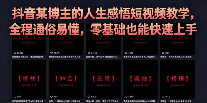 抖音某博主的灰太狼人生感悟短视频教学，全程通俗易懂，零基础也能快速上手-洛柒笔记