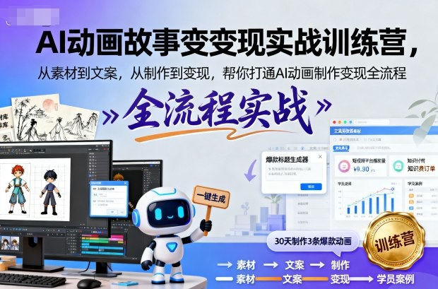 AI动画故事变现实战训练营，从素材到文案，从制作到变现，帮你打通AI动画制作变现全流程-洛柒笔记