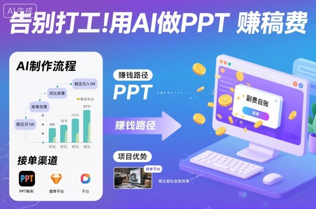 告别打工！用AI做PPT賺稿费，稳定月入1W，提供接单渠道-洛柒笔记