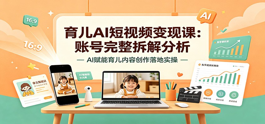 育儿AI短视频变现课：账号完整拆解分析，AI赋能育儿内容创作落地实操-洛柒笔记