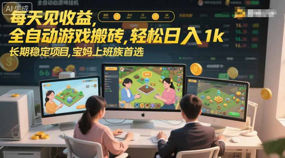 每天见收益，全自动游戏搬砖，轻松日入1k，长期稳定项目，宝妈上班族首选-洛柒笔记