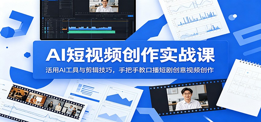 AI短视频创作实战课：活用AI工具与剪辑技巧，手把手教口播短剧创意视频创作-洛柒笔记